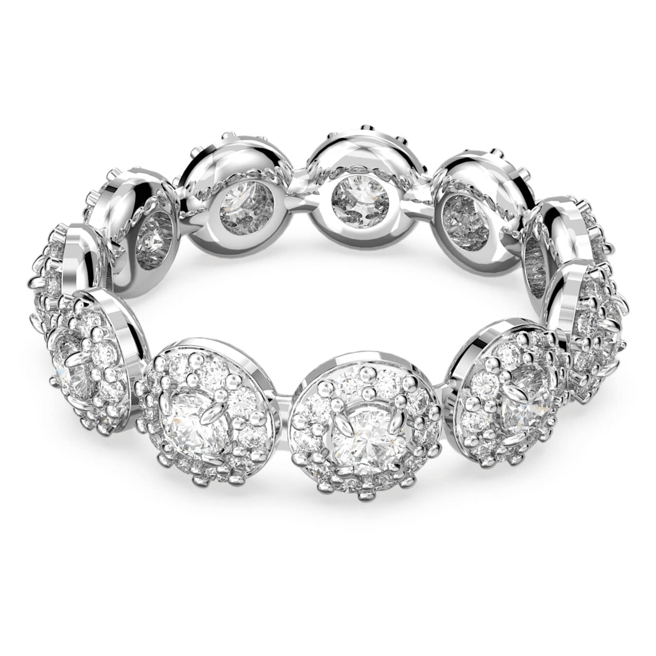 Swarovski Una Angelic ring Round cut, White, Rhodium plated -Swarovski