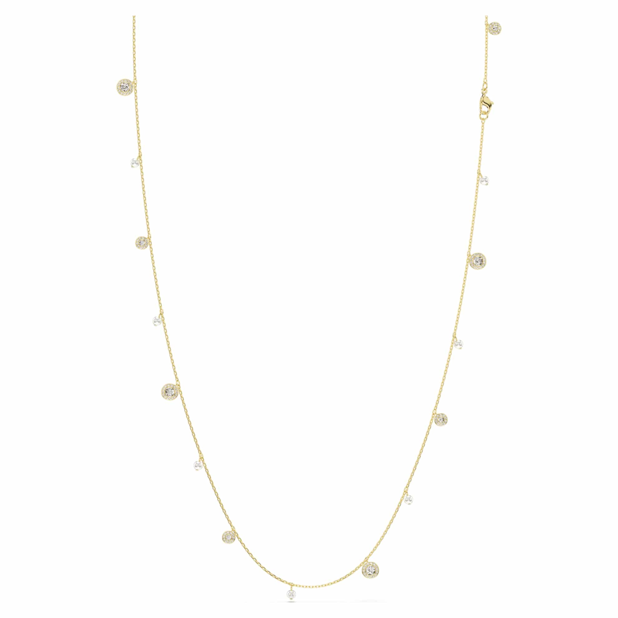 Swarovski Una Angelic strandage, Crystal pearl, Round cut, White, Gold-tone plated -Swarovski
