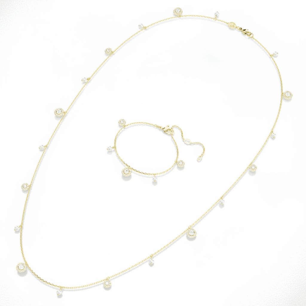 Swarovski Una Angelic strandage, Crystal pearl, Round cut, White, Gold-tone plated -Swarovski