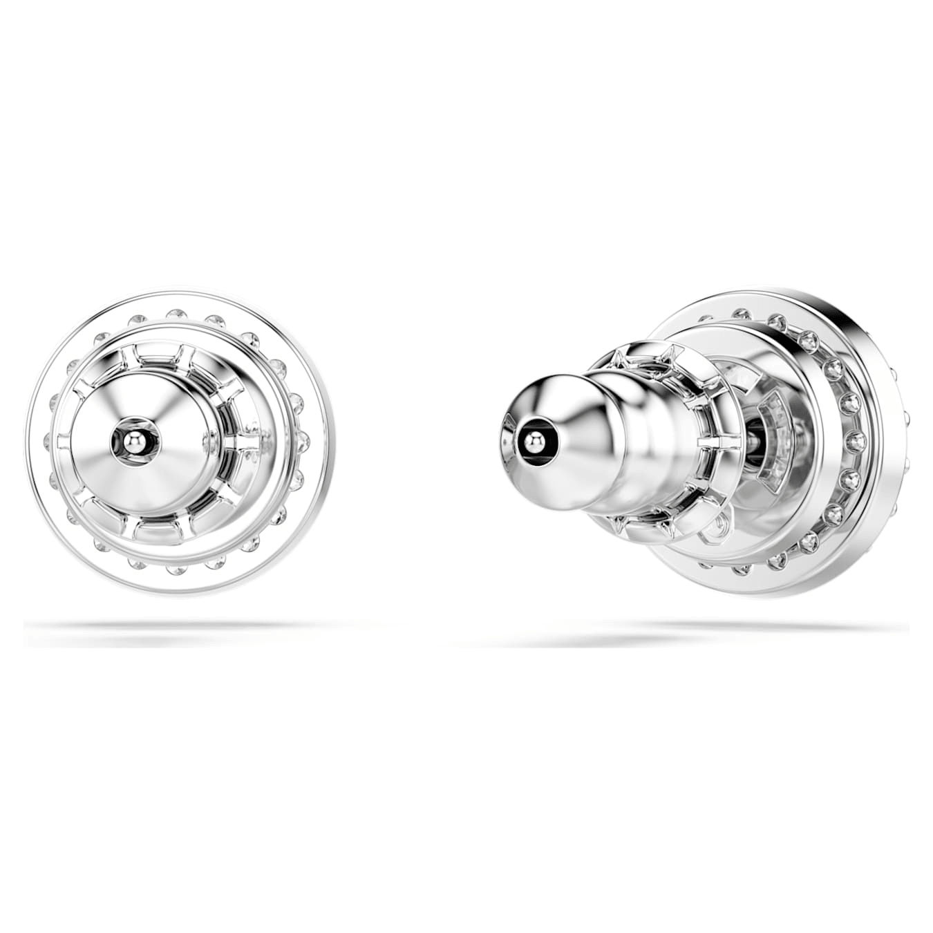 Swarovski Una Angelic stud earrings Round cut, Pavé, White, Rhodium plated -Swarovski