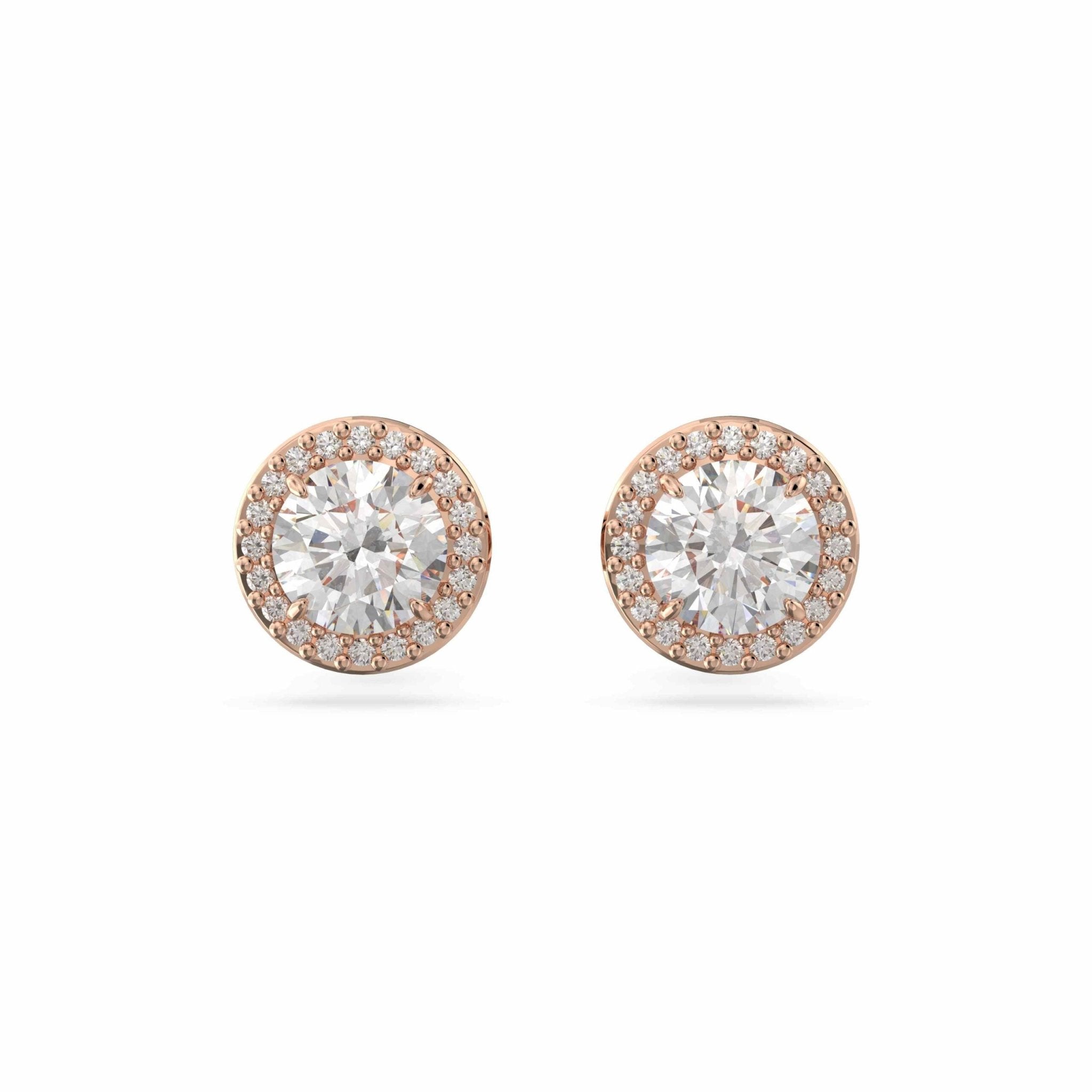 Swarovski Una Angelic stud earrings Round cut, Pavé, White, Rose gold-tone plated -Swarovski