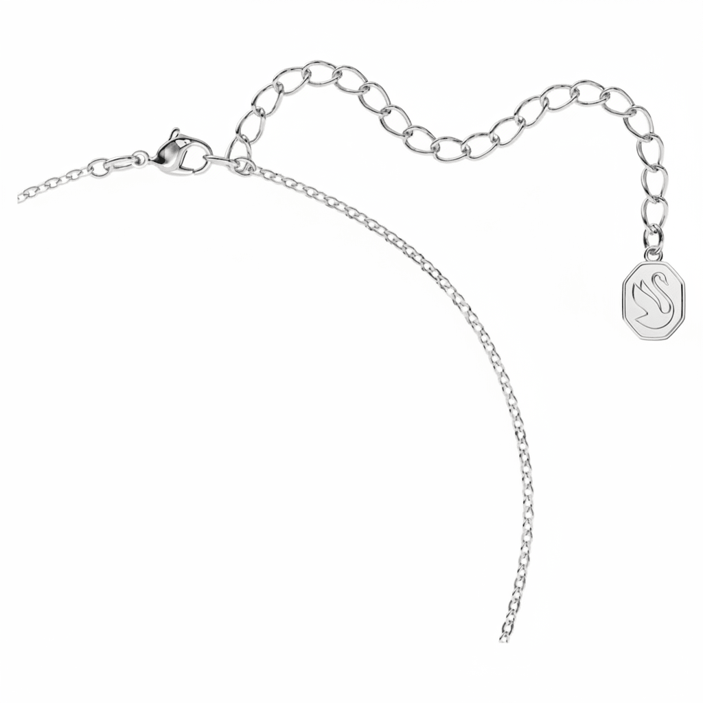 Swarovski Una necklace Octagon cut, Blue, Rhodium plated -Swarovski
