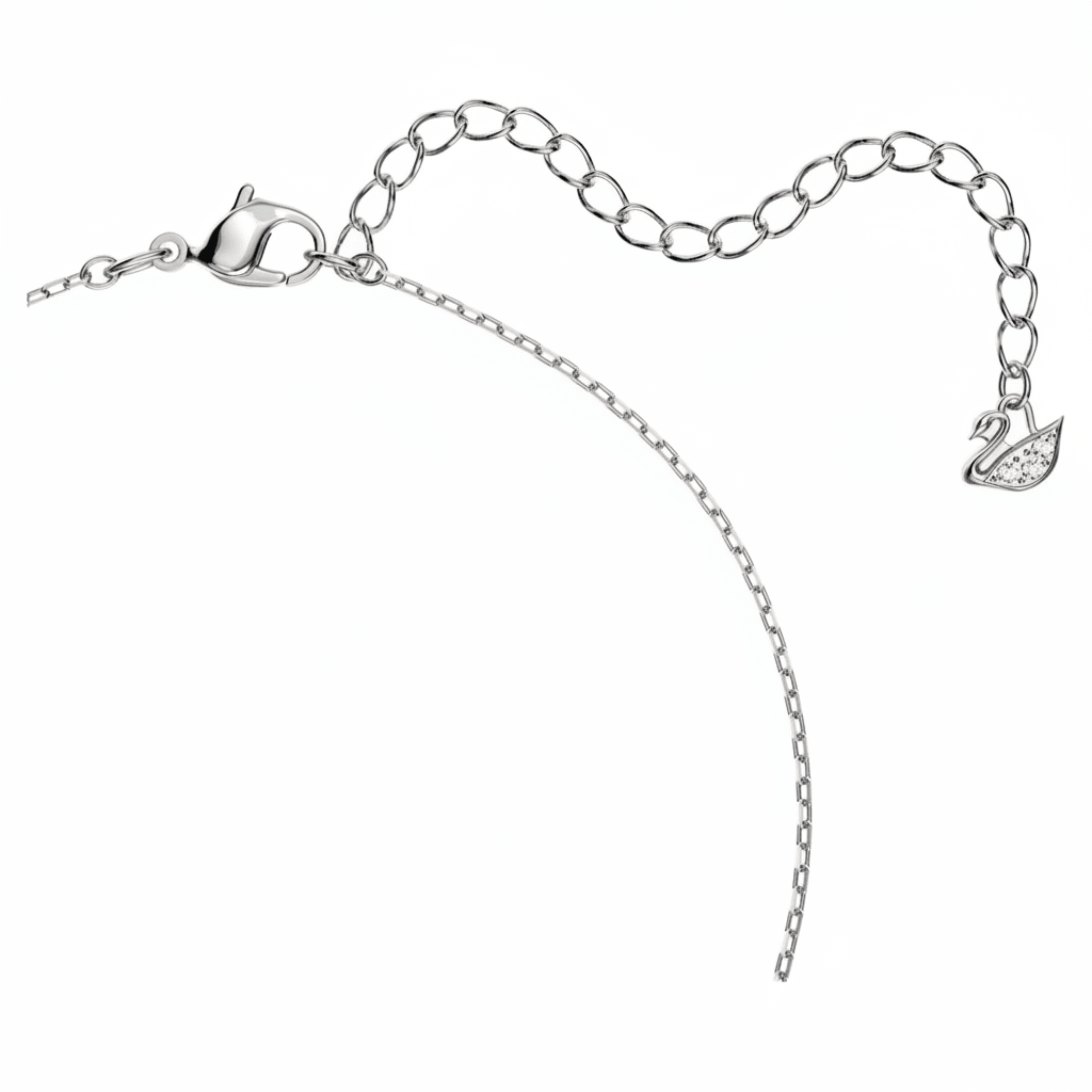 Swarovski Una necklace Round cut, Blue, Rhodium plated -Swarovski
