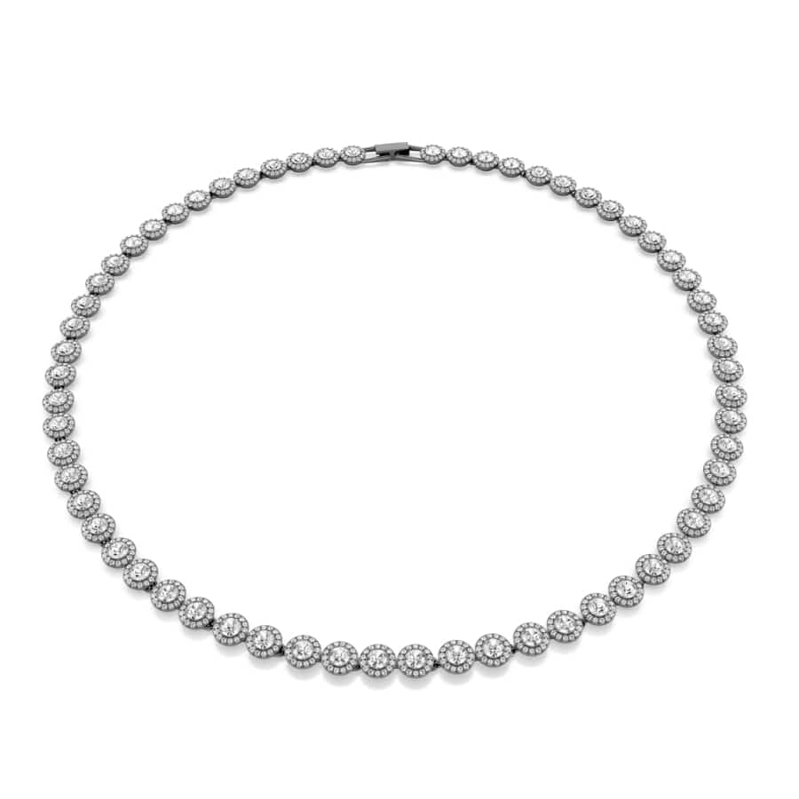 Swarovski Una Necklace, Round Cut, Long, White, Ruthenium Plated -Swarovski