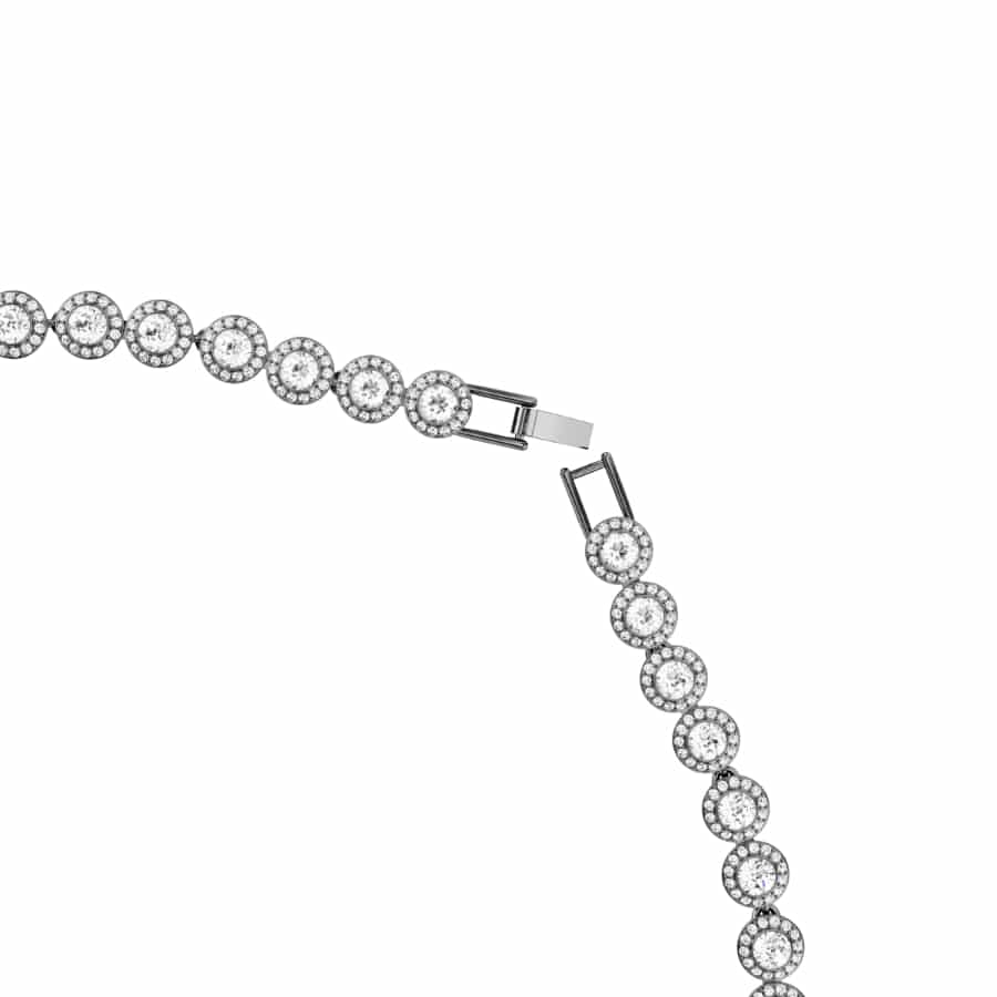 Swarovski Una Necklace, Round Cut, Long, White, Ruthenium Plated -Swarovski
