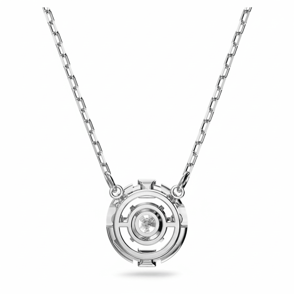 Swarovski Una necklace Round cut, White, Rhodium plated -Swarovski