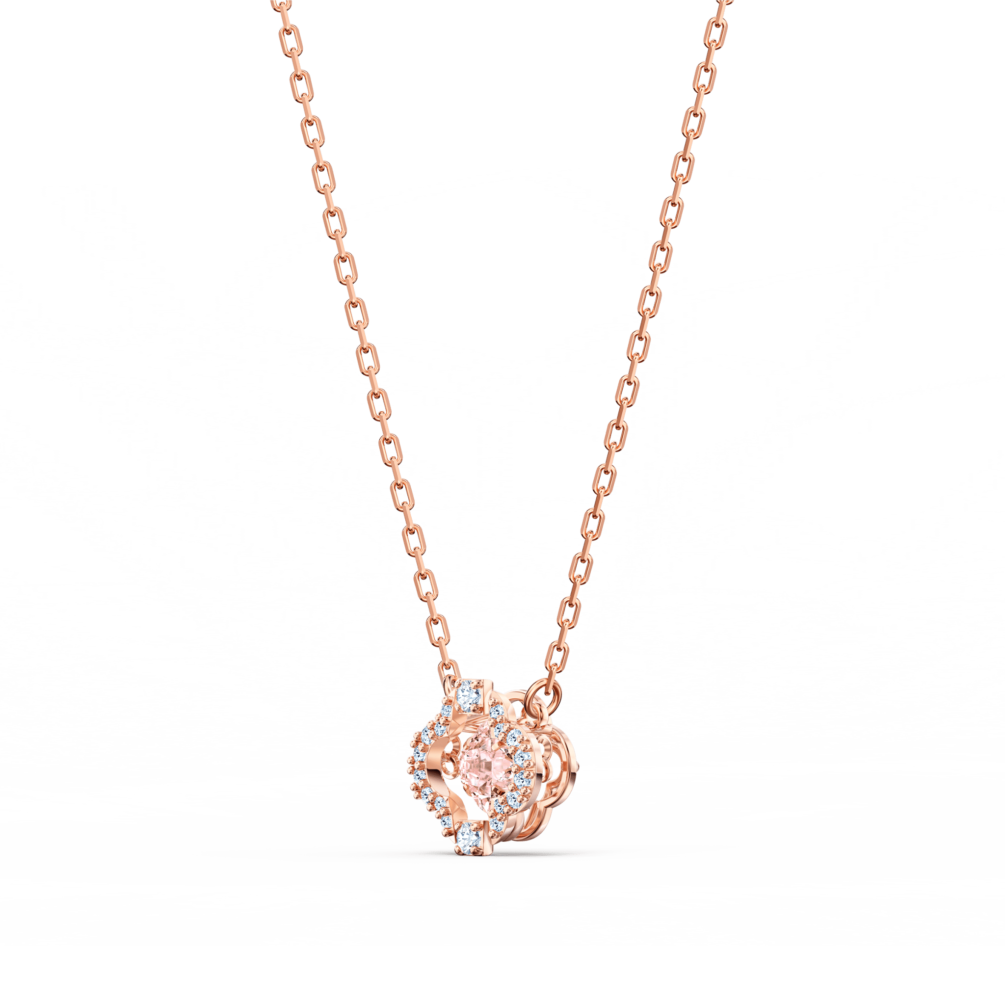 Swarovski Una set Mixed cuts, Clover, Pink, Rose gold-tone plated -Swarovski