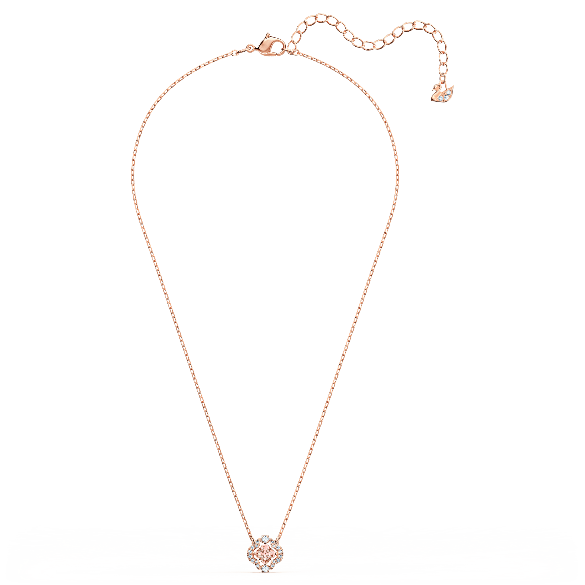 Swarovski Una set Mixed cuts, Clover, Pink, Rose gold-tone plated -Swarovski