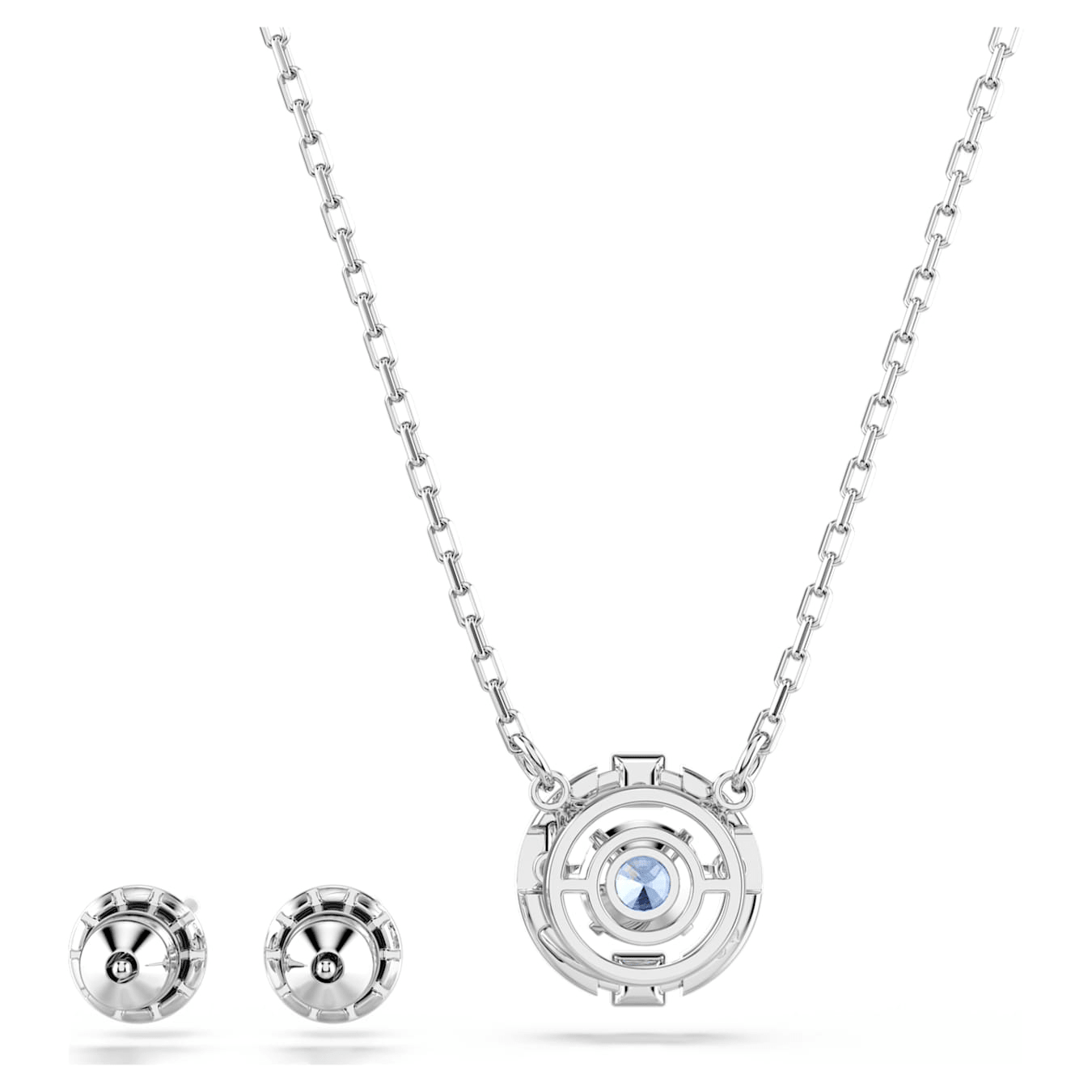 Swarovski Una set round cut, Blue, Rhodium plated -Swarovski
