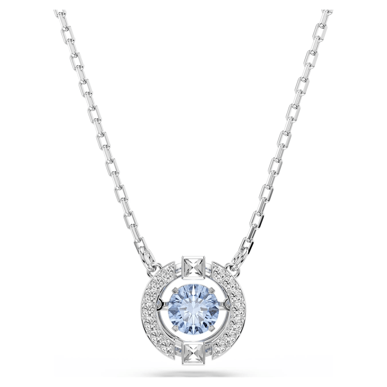 Swarovski Una set round cut, Blue, Rhodium plated -Swarovski
