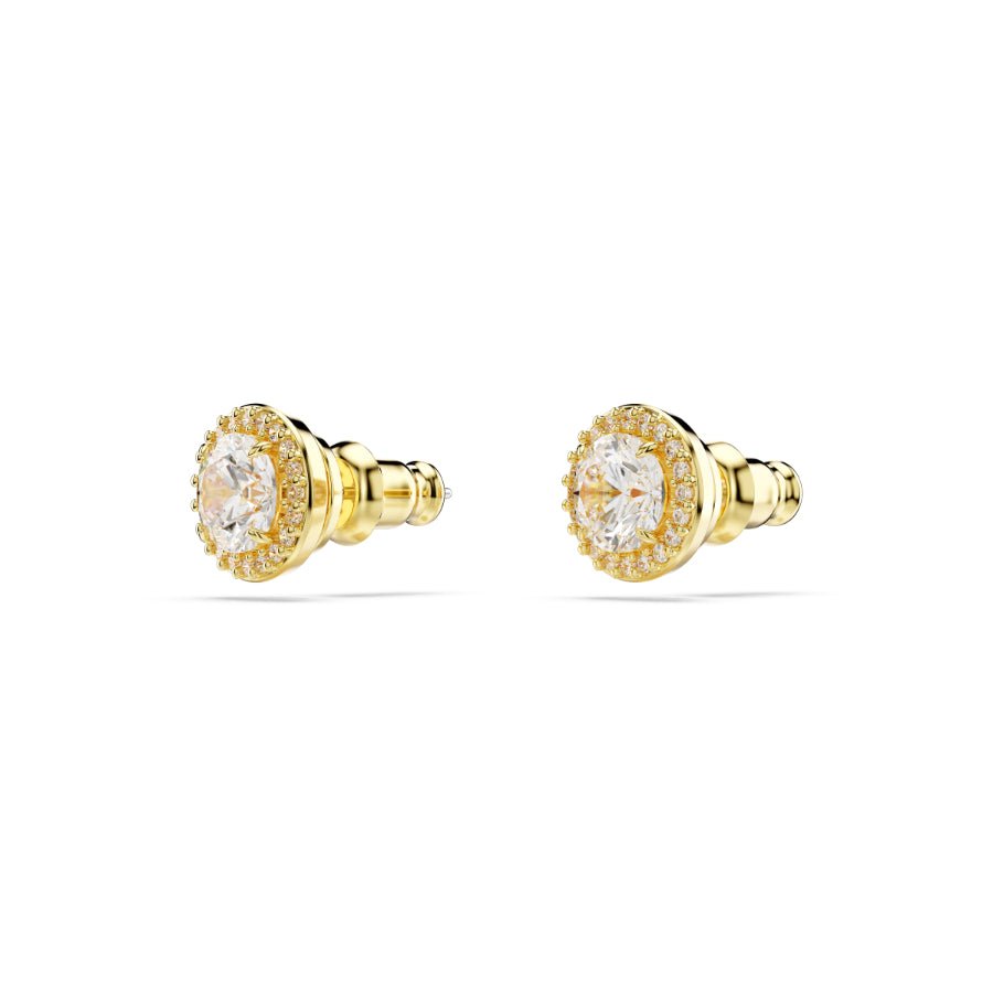 Swarovski Una Stud Earrings, Round Cut, Gold-tone Plated -Swarovski
