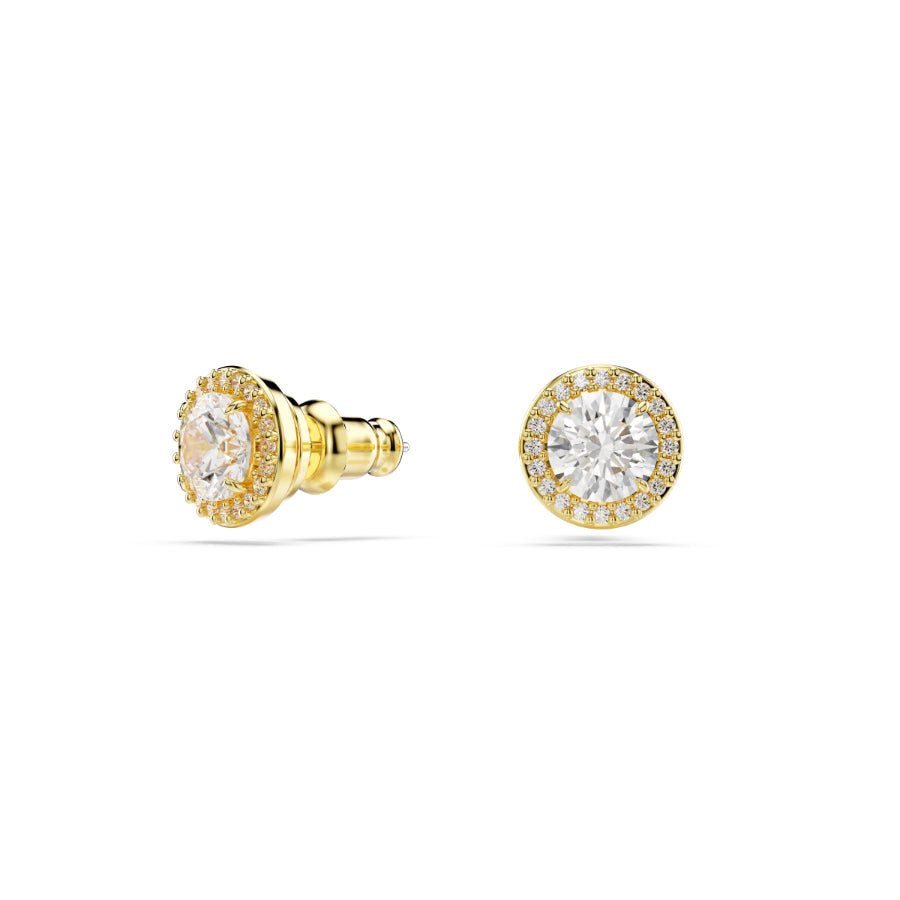 Swarovski Una Stud Earrings, Round Cut, Gold-tone Plated -Swarovski