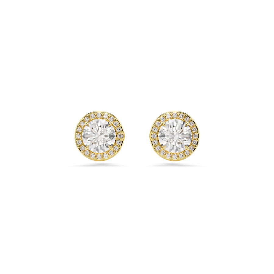 Swarovski Una Stud Earrings, Round Cut, Gold-tone Plated -Swarovski