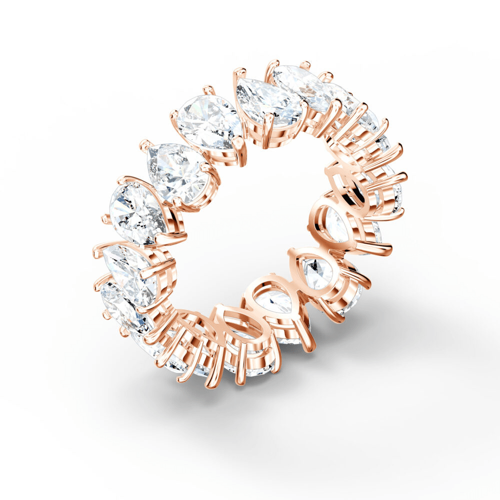 Swarovski Vittore Rose Gold Tone Pear Cut Crystal Ring -Swarovski