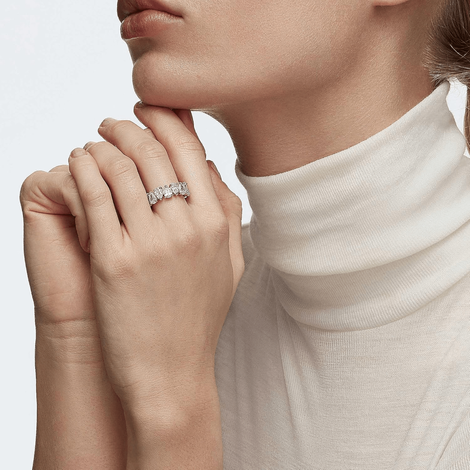 Swarovski Vittore Rose Gold Tone Pear Cut Crystal Ring -Swarovski