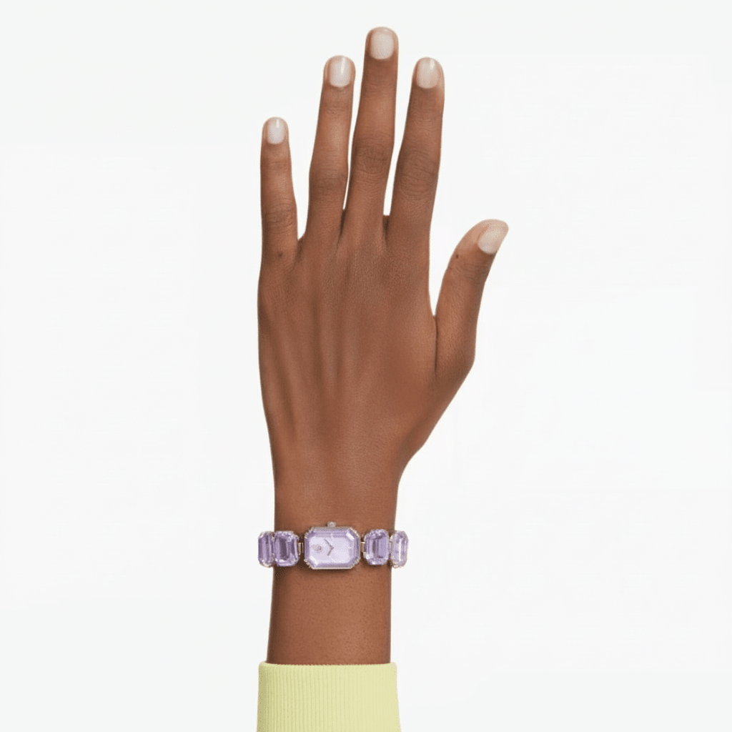 Swarovski Watch, Octagon Cut Bracelet, Purple, Champagne Gold-tone Finish -Swarovski