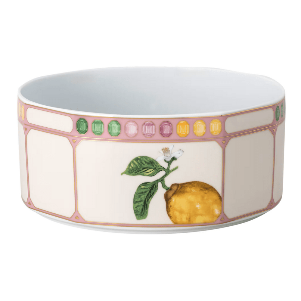 Swarovski x Rosenthal Idyllia bowl Porcelain, Crystal print motif, Citron, Large, Multicolored -Rosenthal