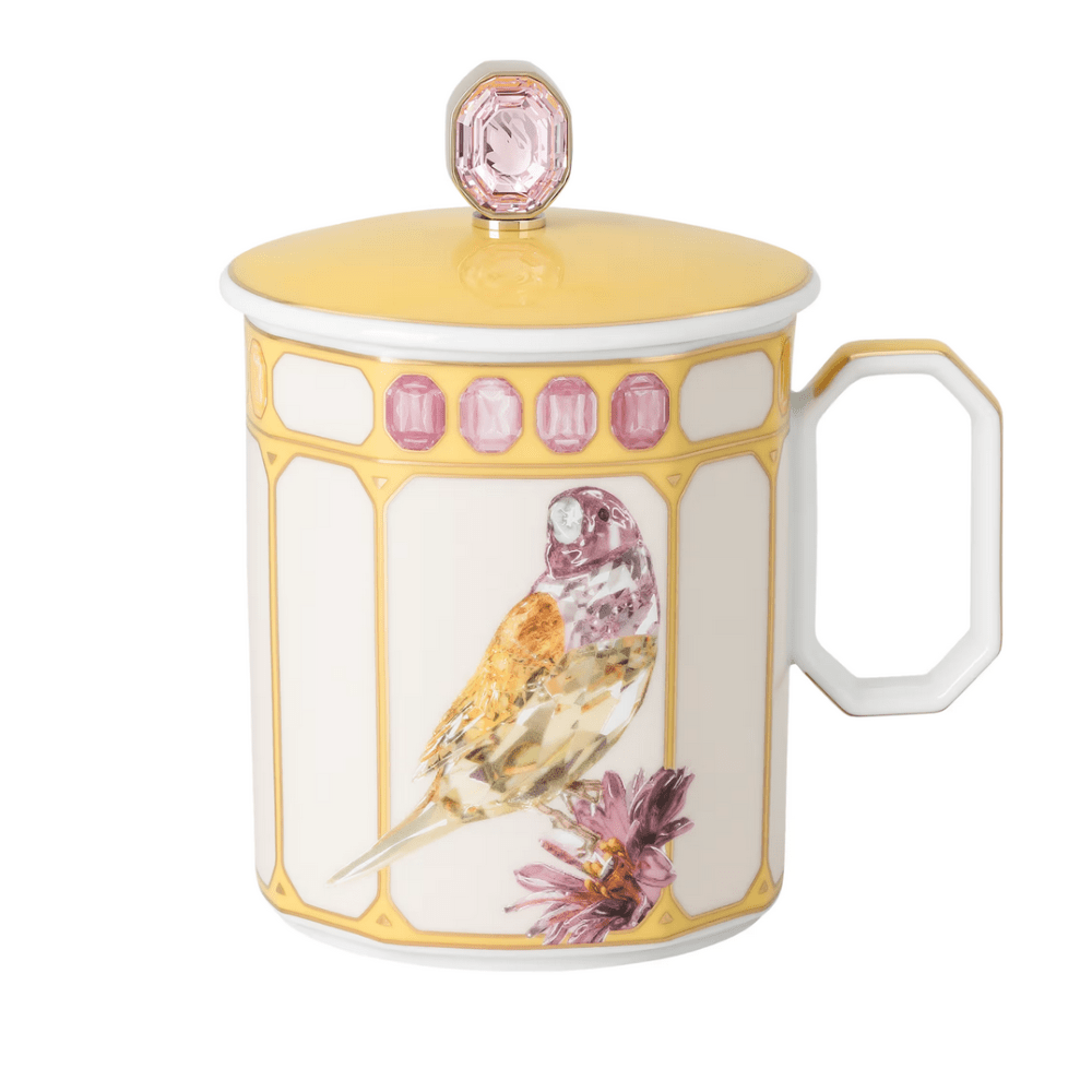 Swarovski x Rosenthal Idyllia mug Porcelain, Crystal print motif, Finch -Rosenthal