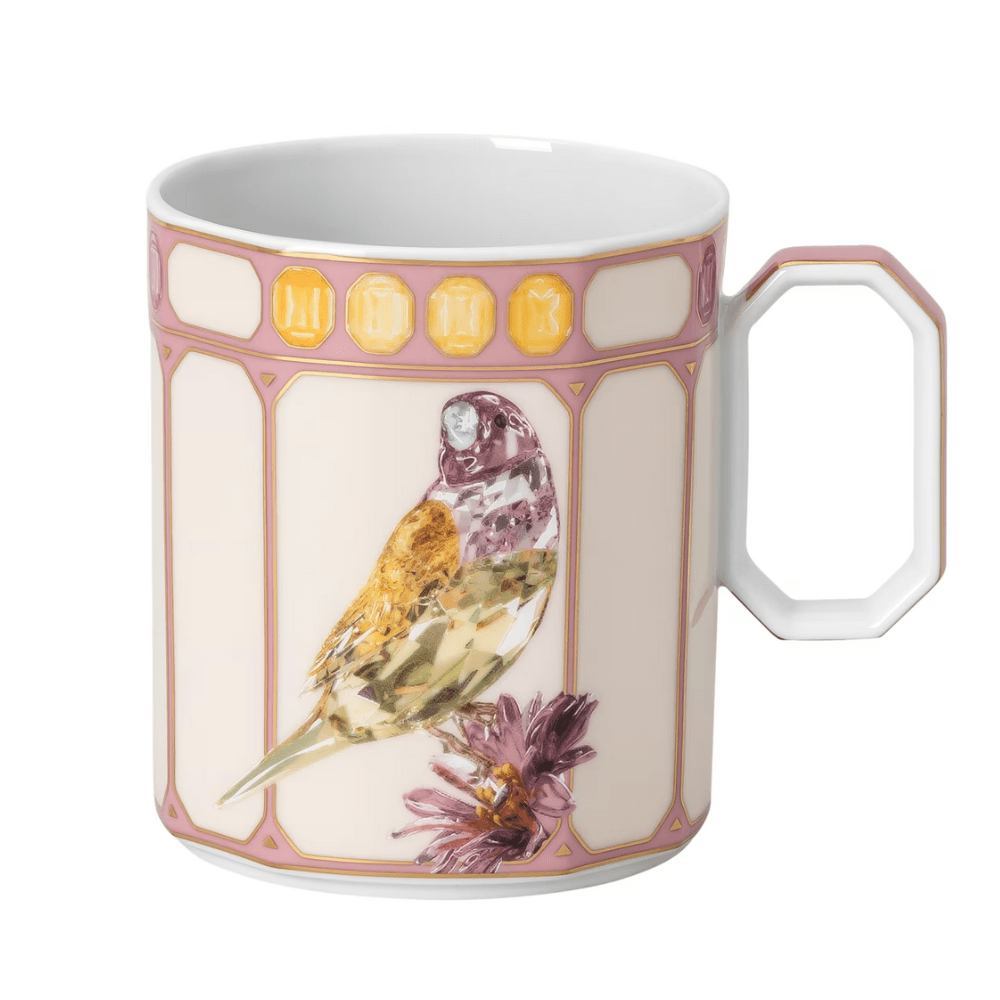 Swarovski x Rosenthal Idyllia mug Porcelain, Crystal print motif, Finch -Rosenthal