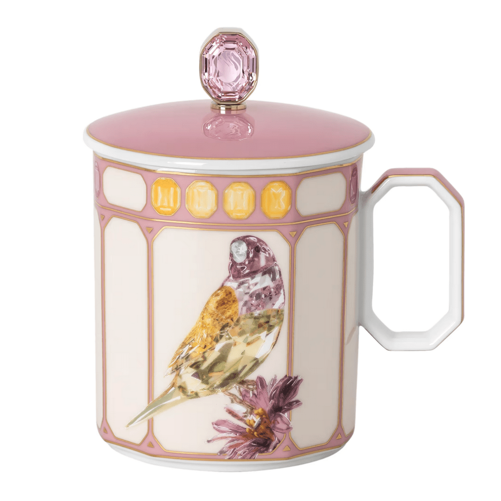Swarovski x Rosenthal Idyllia mug Porcelain, Crystal print motif, Finch -Rosenthal