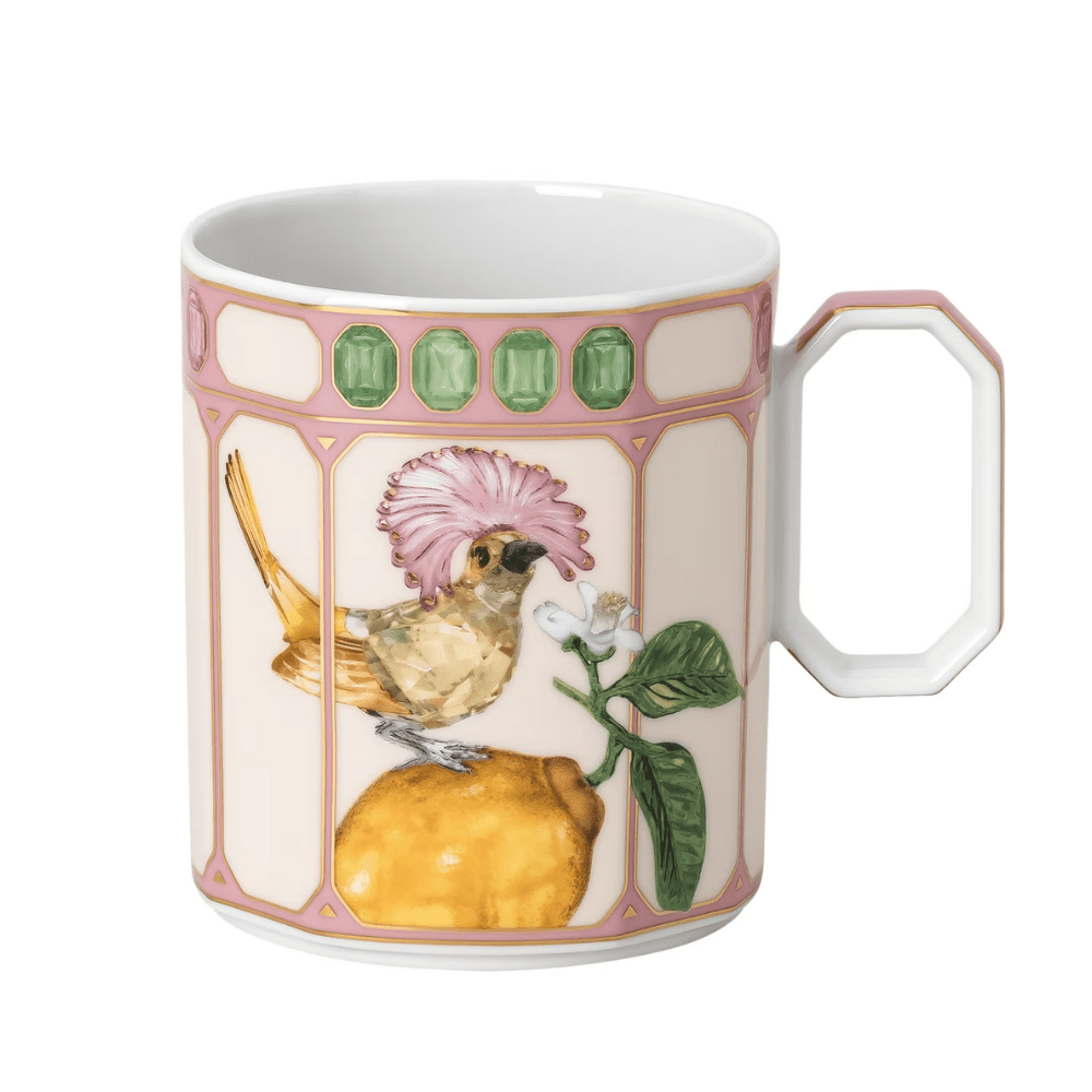 Swarovski x Rosenthal Idyllia mug Porcelain, Crystal print motif, Flycatcher -Rosenthal