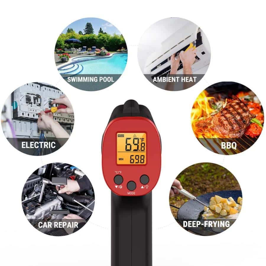 ThermoPro Digital Infrared No-Contact Laser Temperature Thermometer Gun - Red -ThermoPro