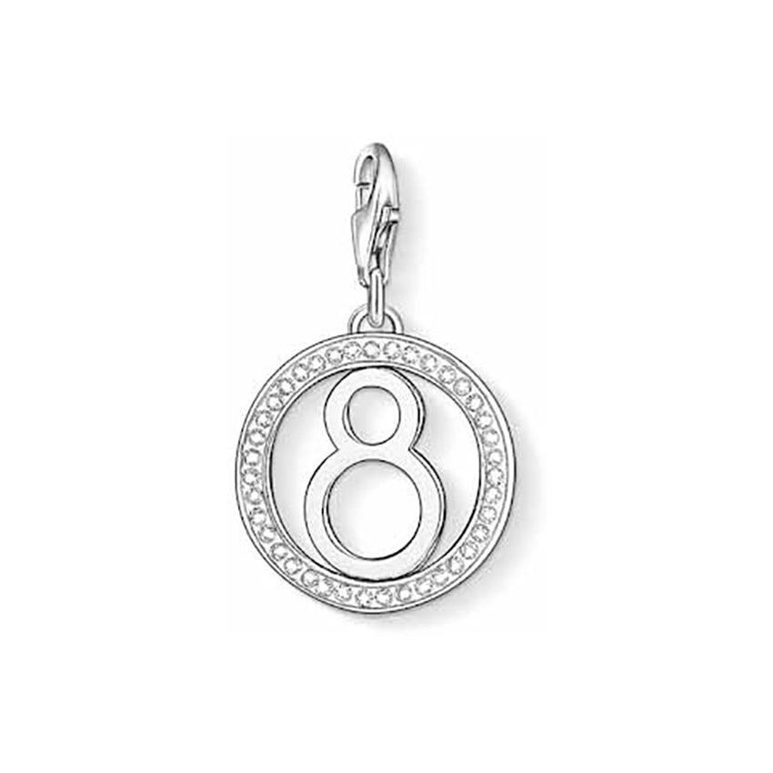 Thomas Sabo Charm Club Charm Lucky Number 8 Silver & C.Z 1049-051-14 -Thomas Sabo