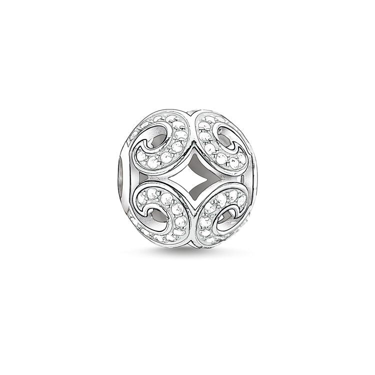 Thomas Sabo Karma Bead Glittering Wave Sterling Silver & C.Z. White K0 -Thomas Sabo