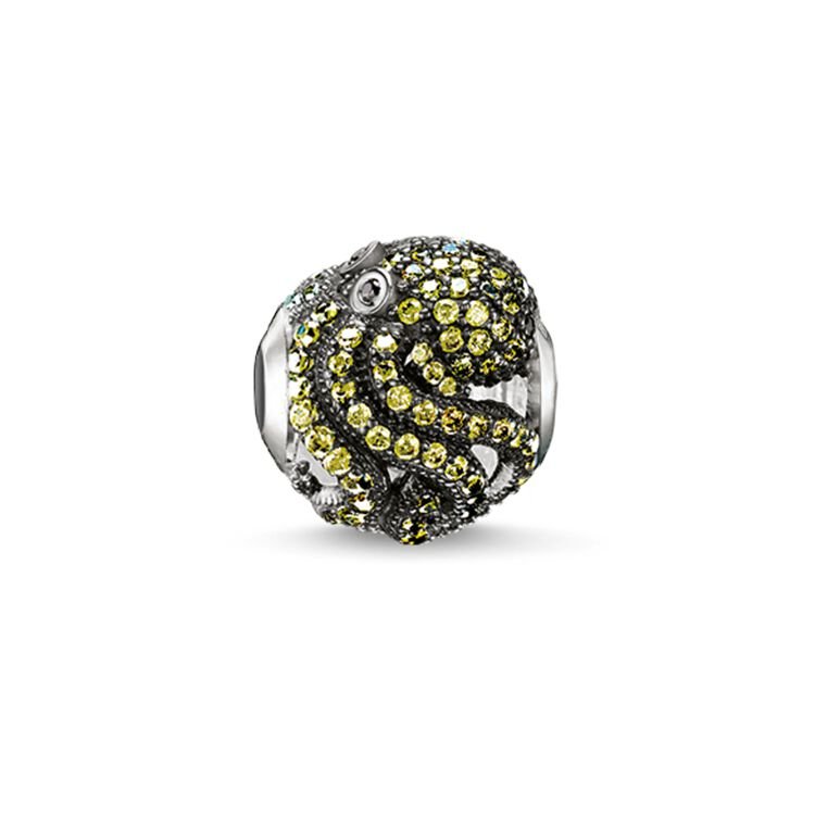 Thomas Sabo Karma Bead Green Octopus Sterling Silver & C.Z. Dark-Green -Thomas Sabo