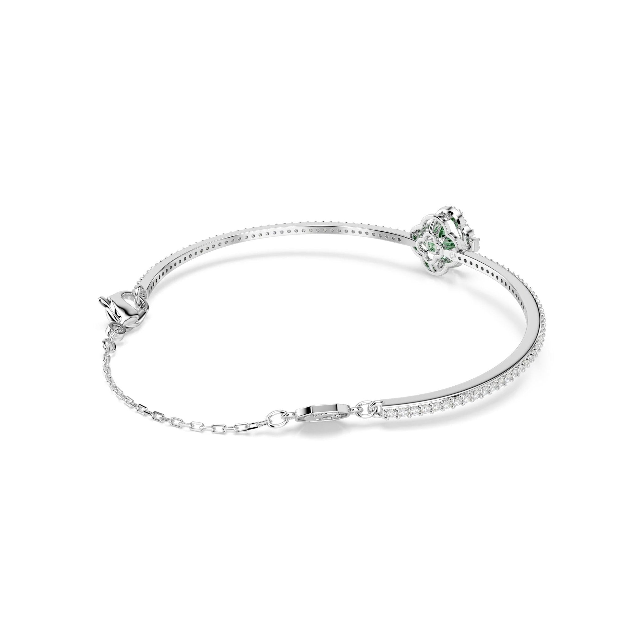 Una Angelic bangle, Mixed cuts, Green, Rhodium plated -Swarovski