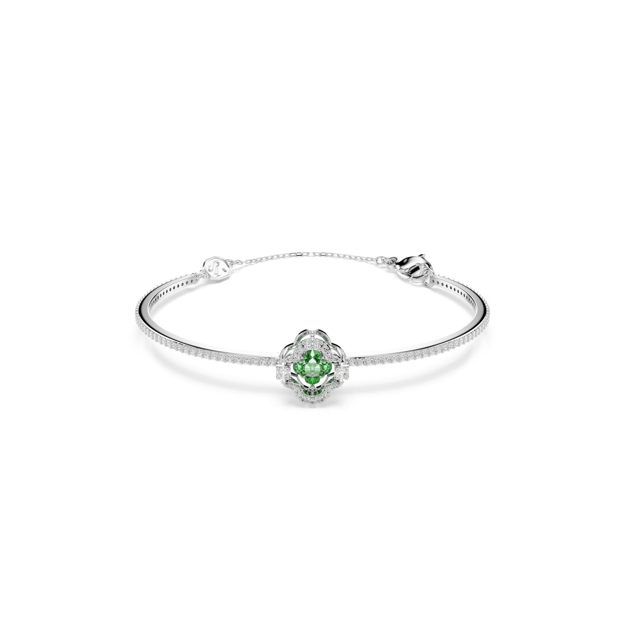 Una Angelic bangle, Mixed cuts, Green, Rhodium plated -Swarovski