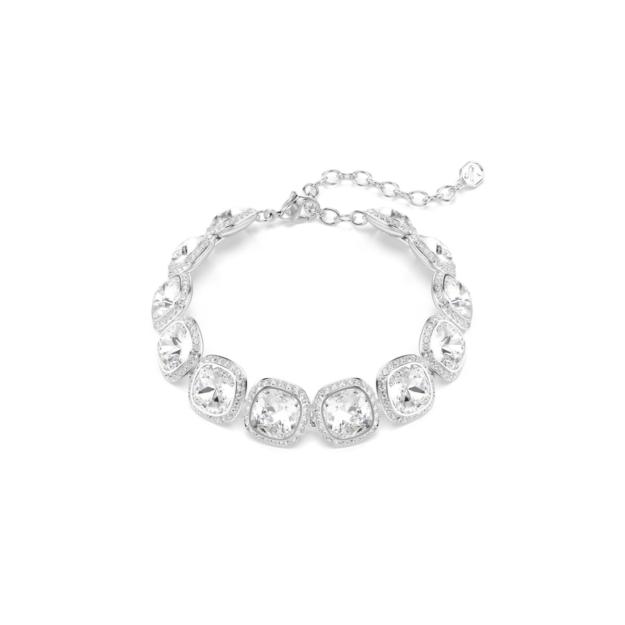 Una Angelic bracelet, Cushion cut, White, Rhodium plated -Swarovski