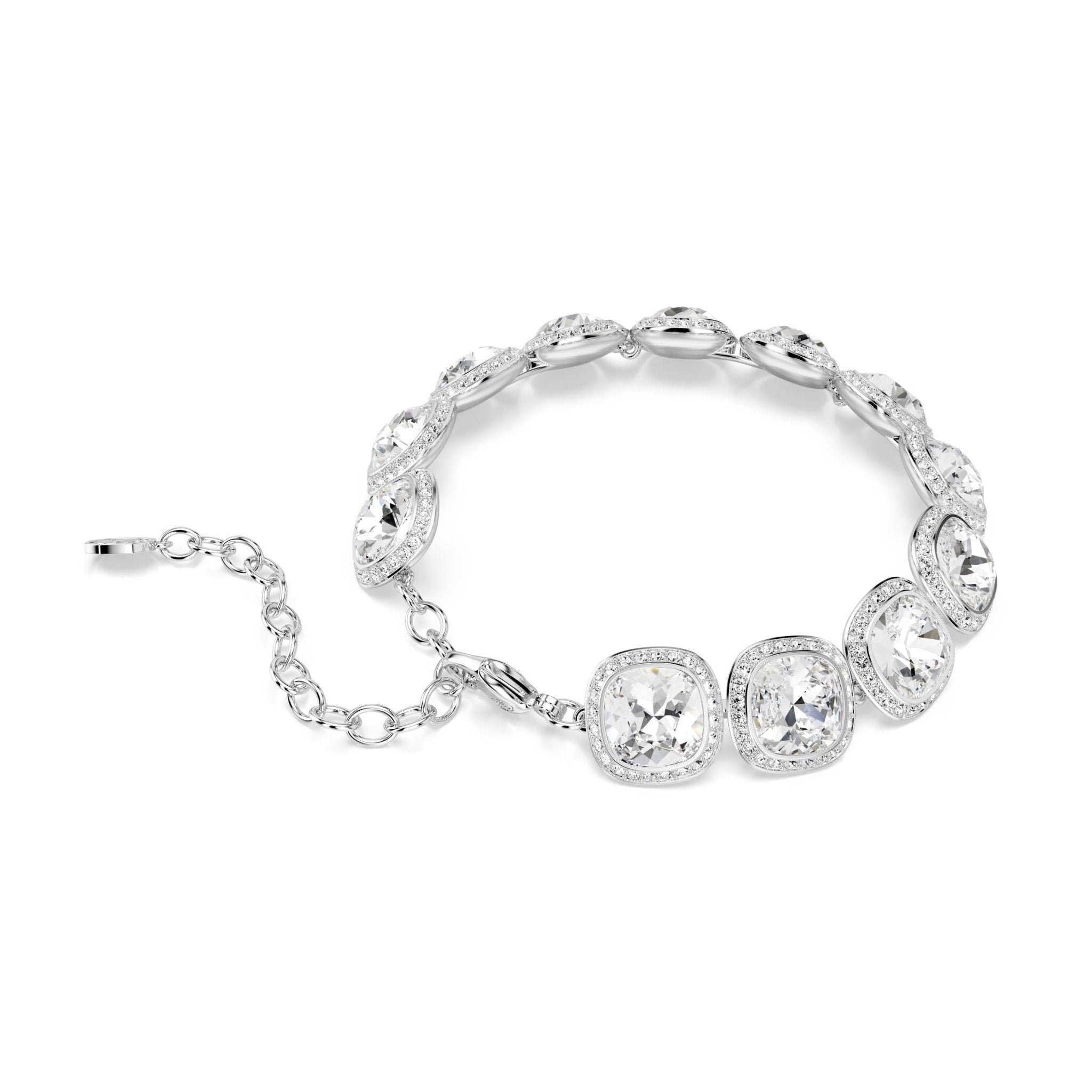 Una Angelic bracelet, Cushion cut, White, Rhodium plated -Swarovski