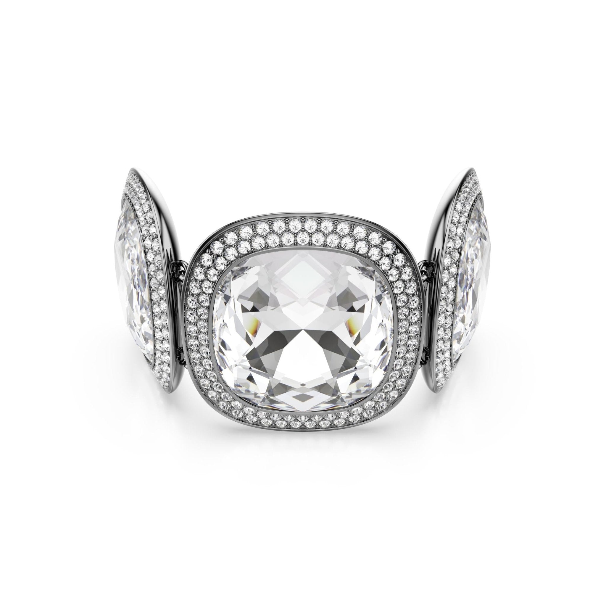 Una Angelic bracelet, Cushion cut, White, Ruthenium plated -Swarovski
