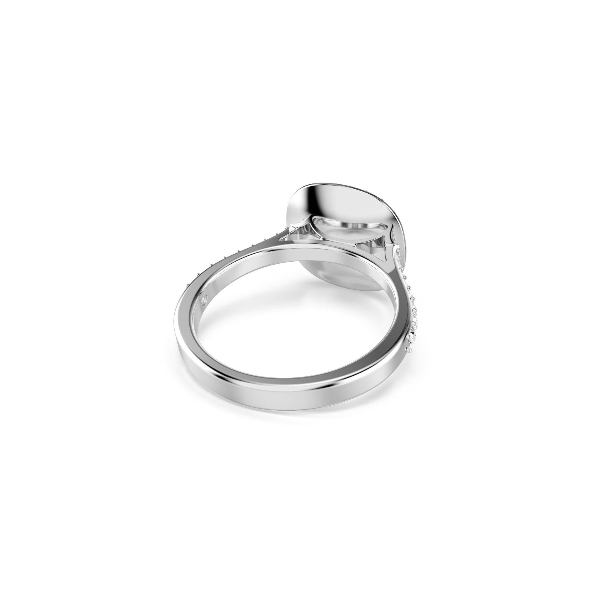 Una Angelic halo ring, Cushion cut, White, Rhodium plated -Swarovski