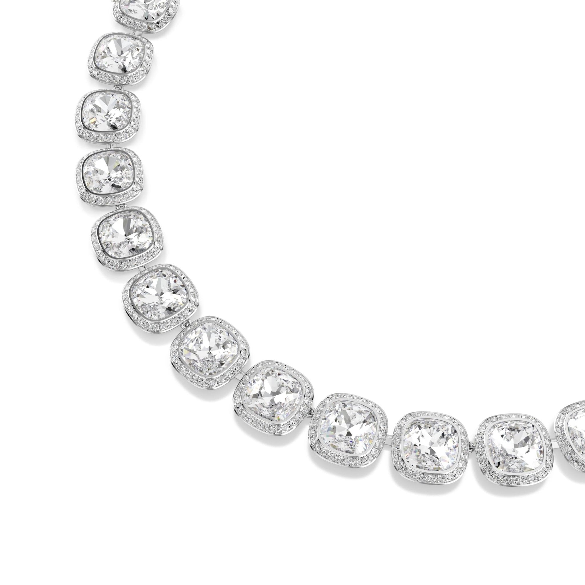 Una Angelic necklace, Cushion cut, White, Rhodium plated -Swarovski