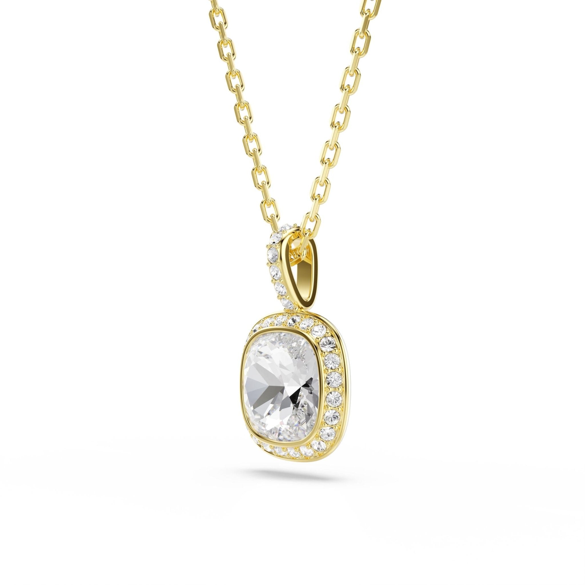 Una Angelic pendant, Cushion cut, White, 18K gold finish -Swarovski