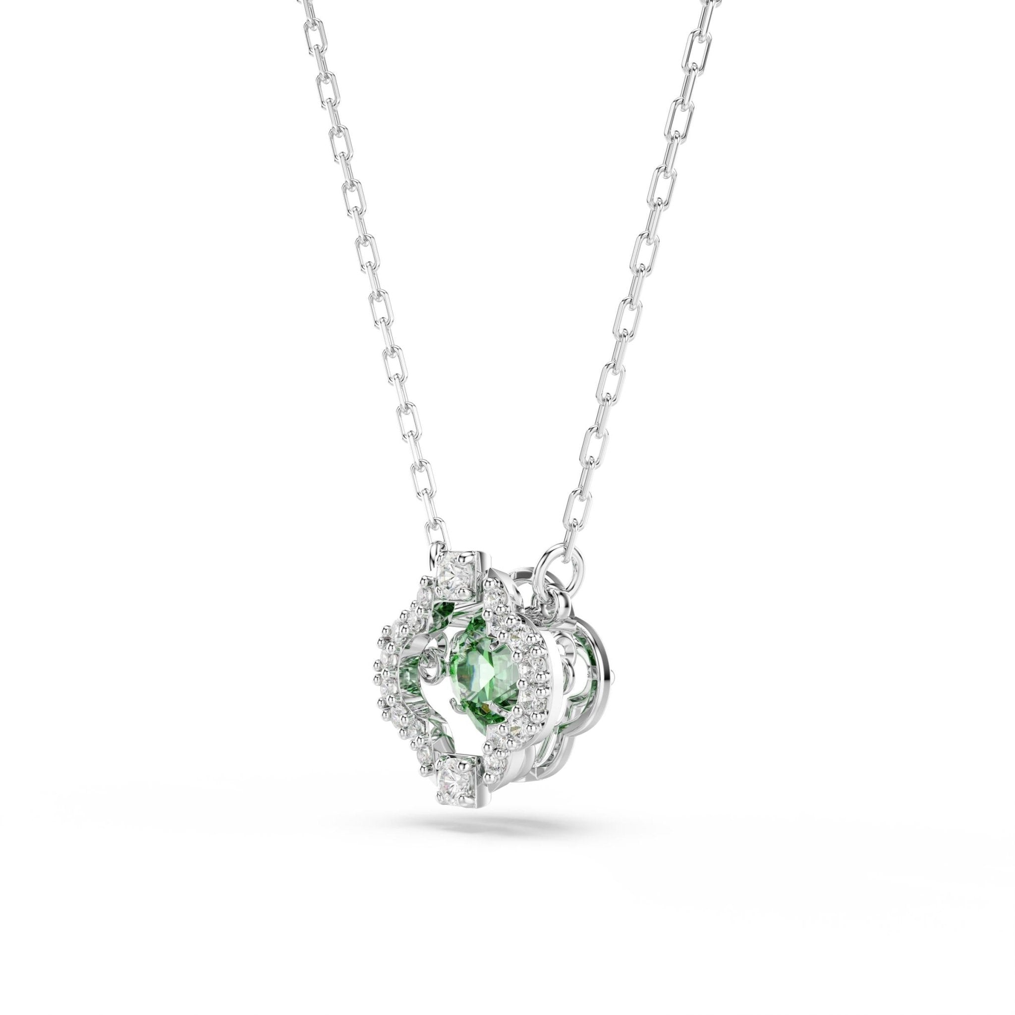 Una Angelic pendant, Mixed cuts, Green, Rhodium plated -Swarovski