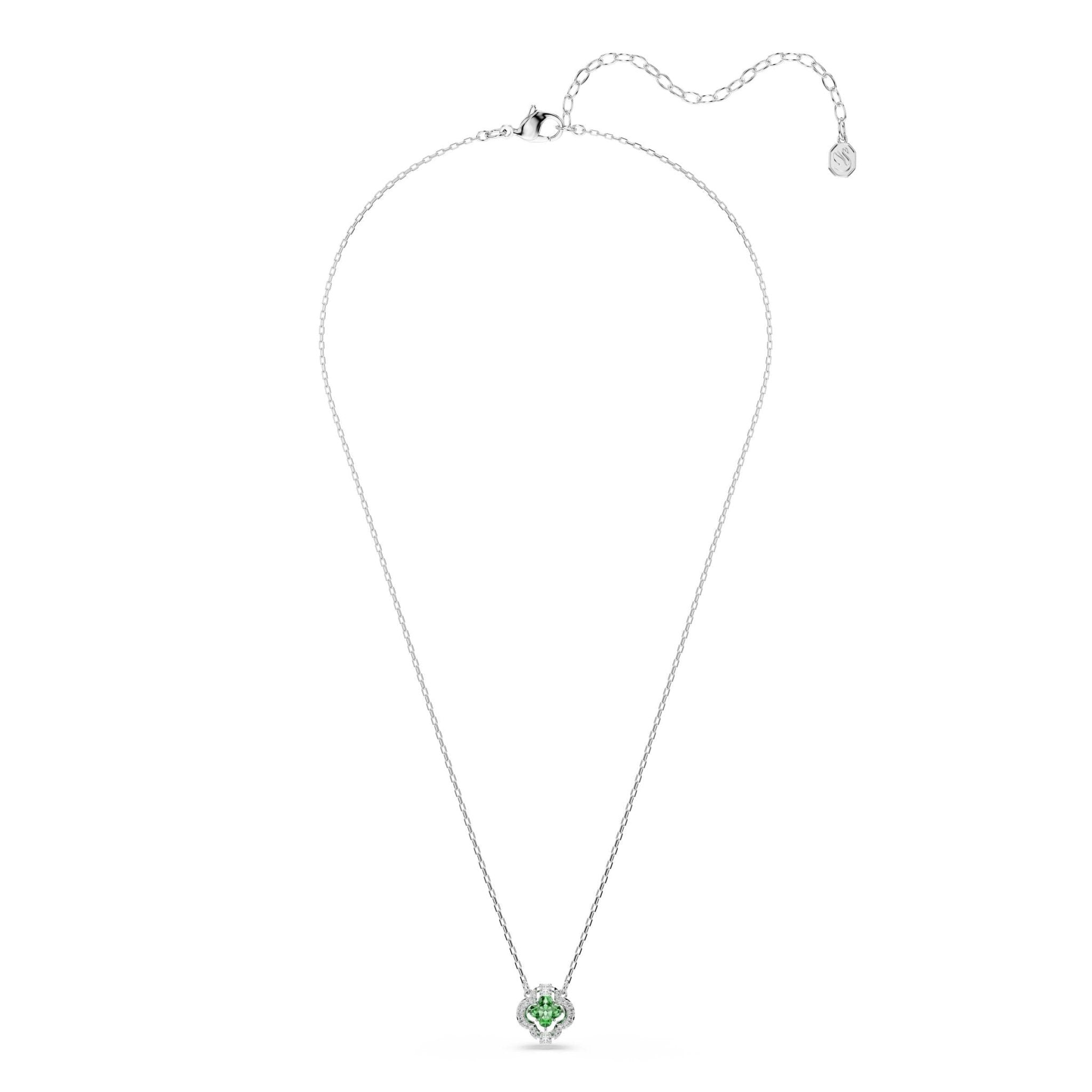Una Angelic pendant, Mixed cuts, Green, Rhodium plated -Swarovski
