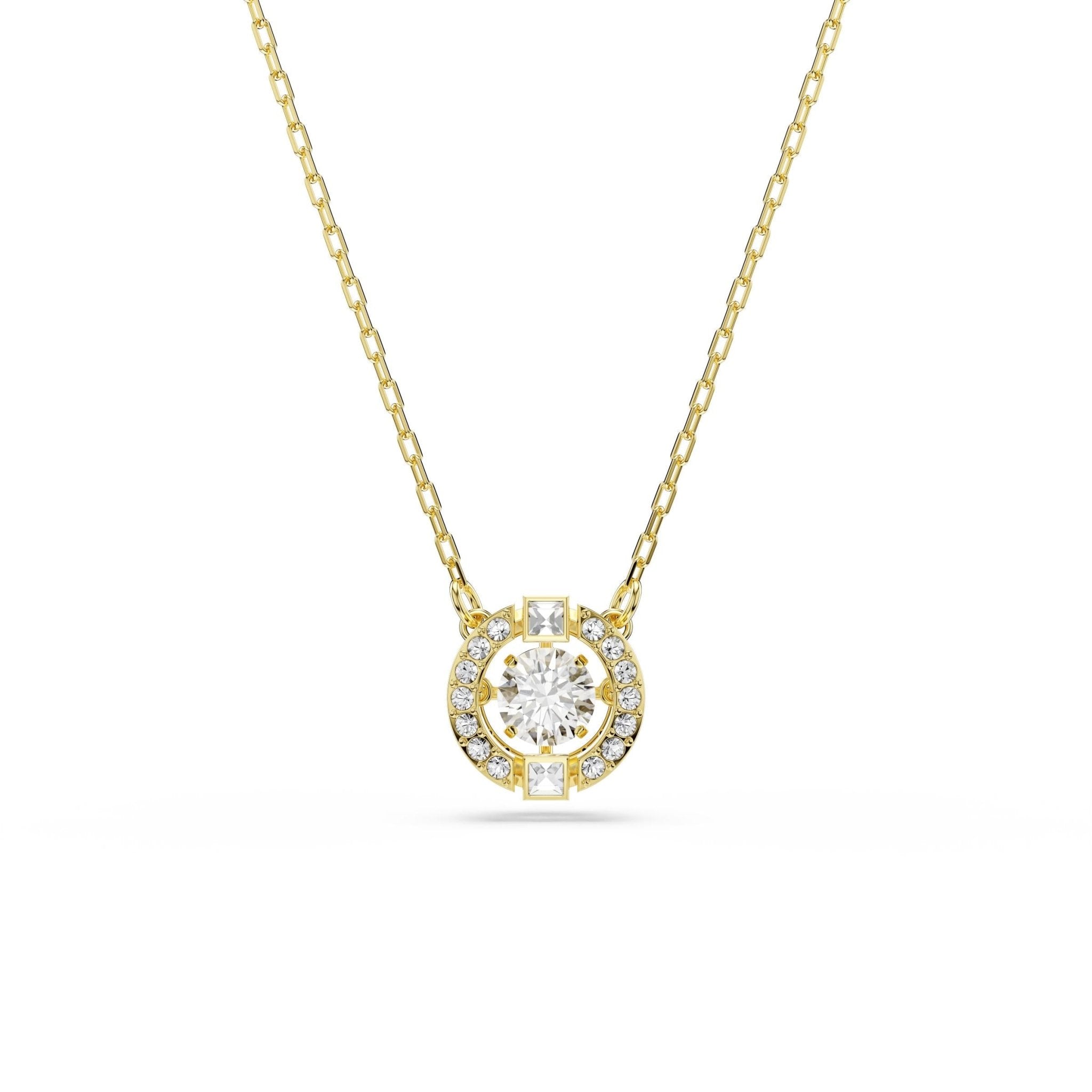 Una Angelic pendant, Mixed cuts, White, 18K gold finish -Swarovski