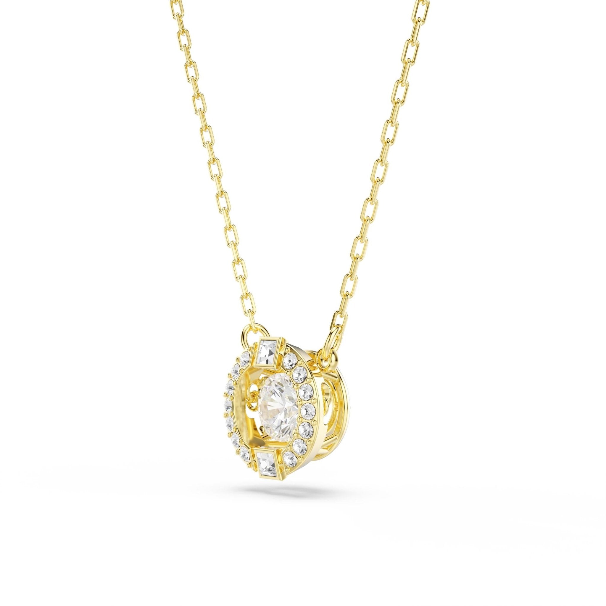 Una Angelic pendant, Mixed cuts, White, 18K gold finish -Swarovski