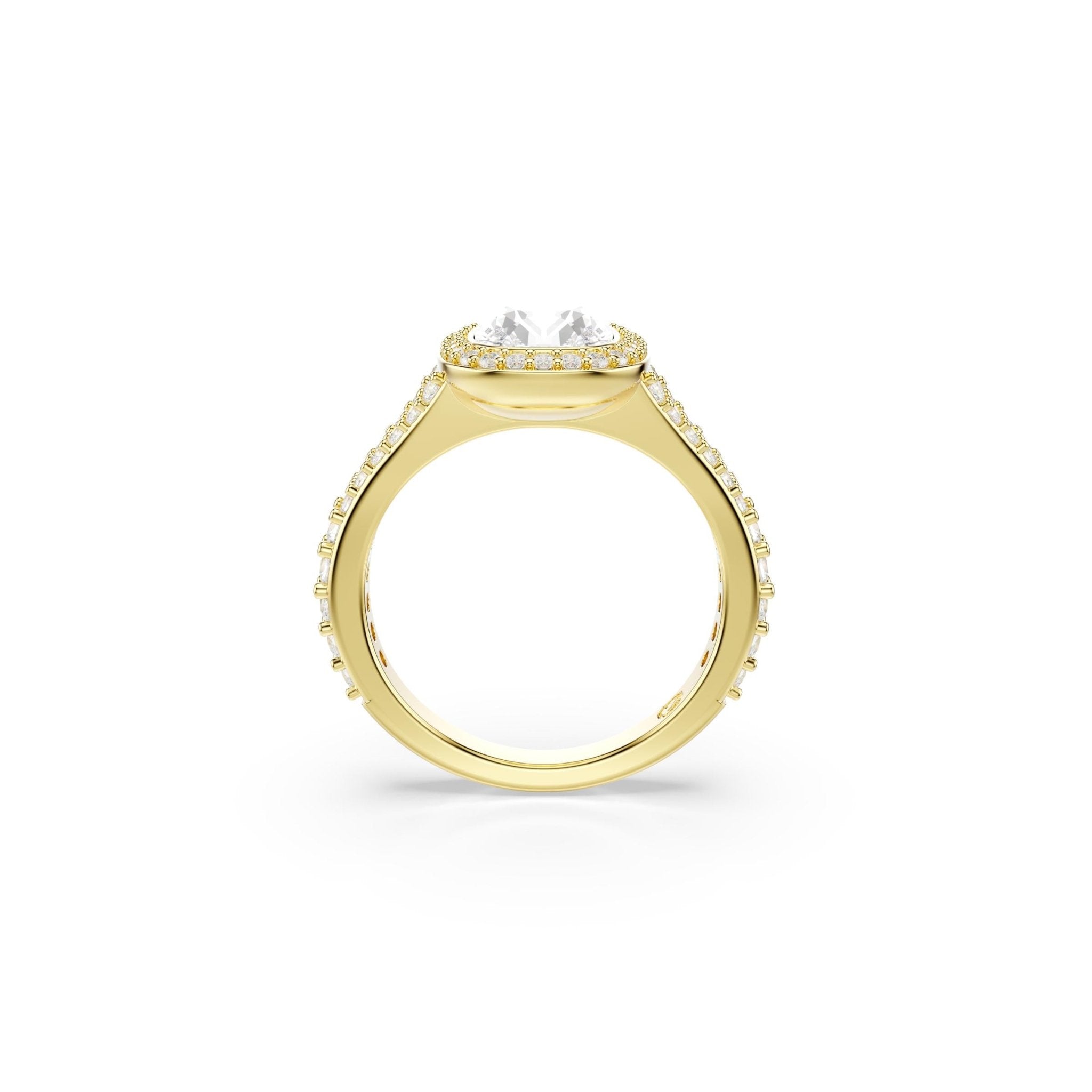 Una Angelic ring, Cushion cut, White, 18K gold finish -Swarovski