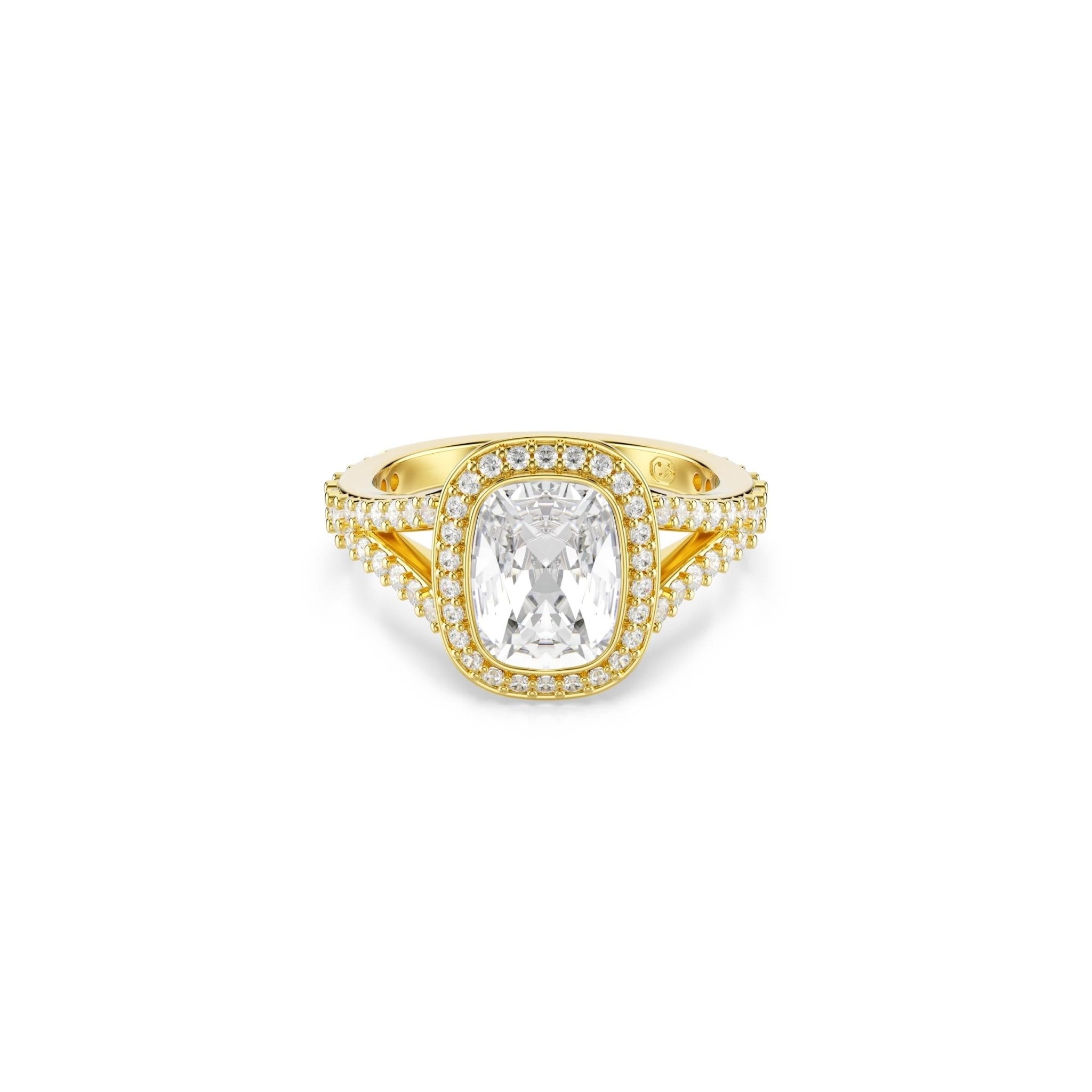 Una Angelic ring, Cushion cut, White, 18K gold finish -Swarovski