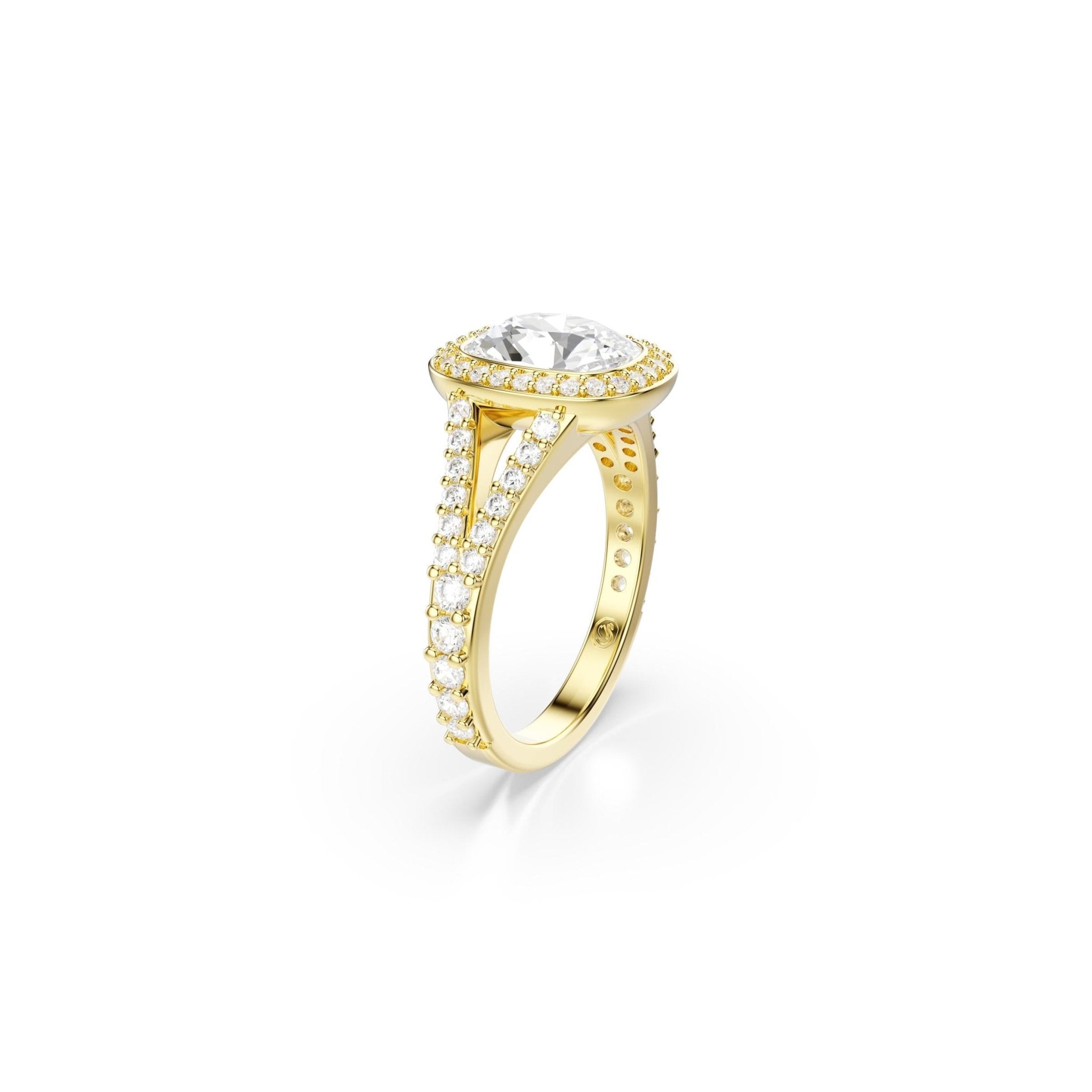 Una Angelic ring, Cushion cut, White, 18K gold finish -Swarovski