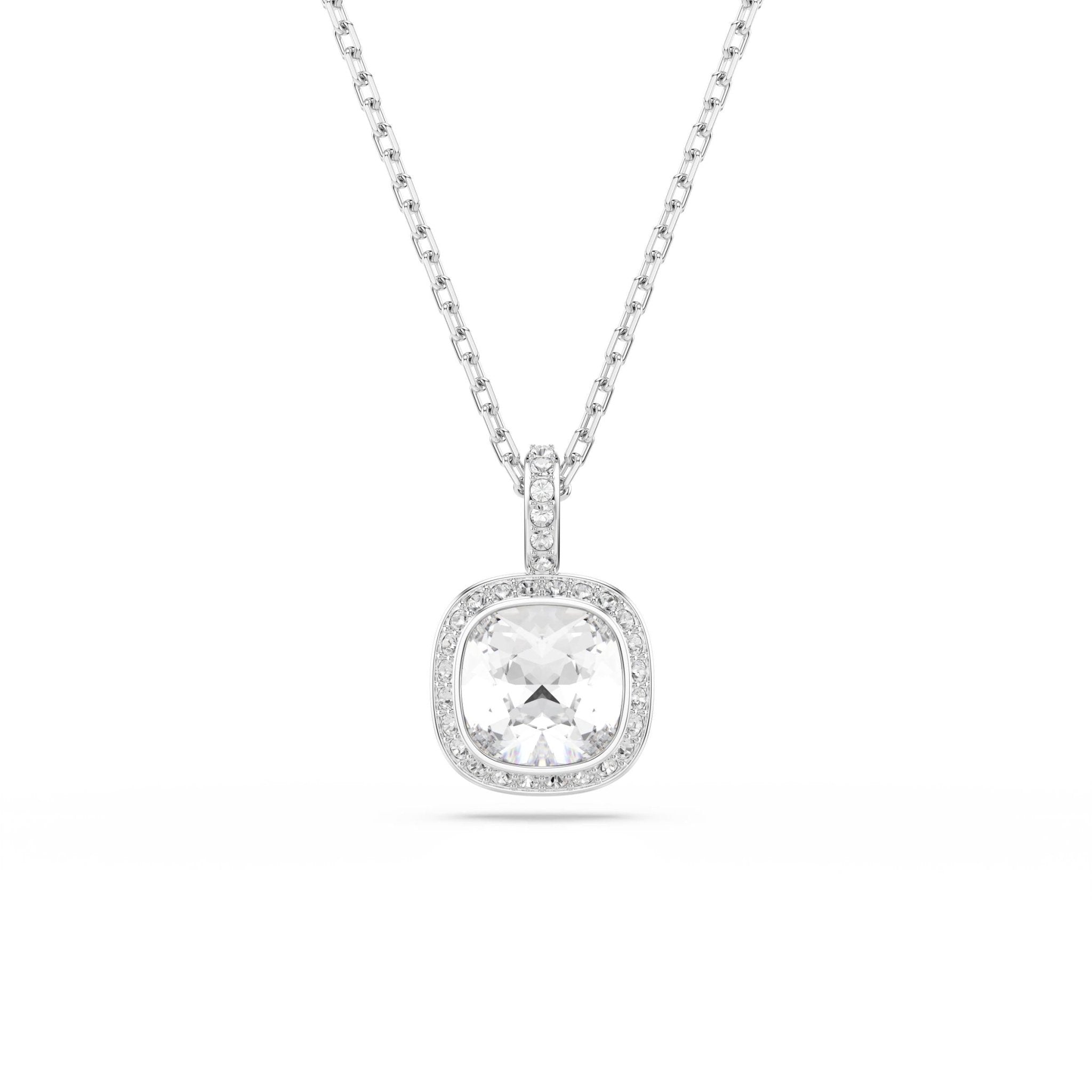 Una Angelic set, Cushion cut, White, Rhodium plated -Swarovski