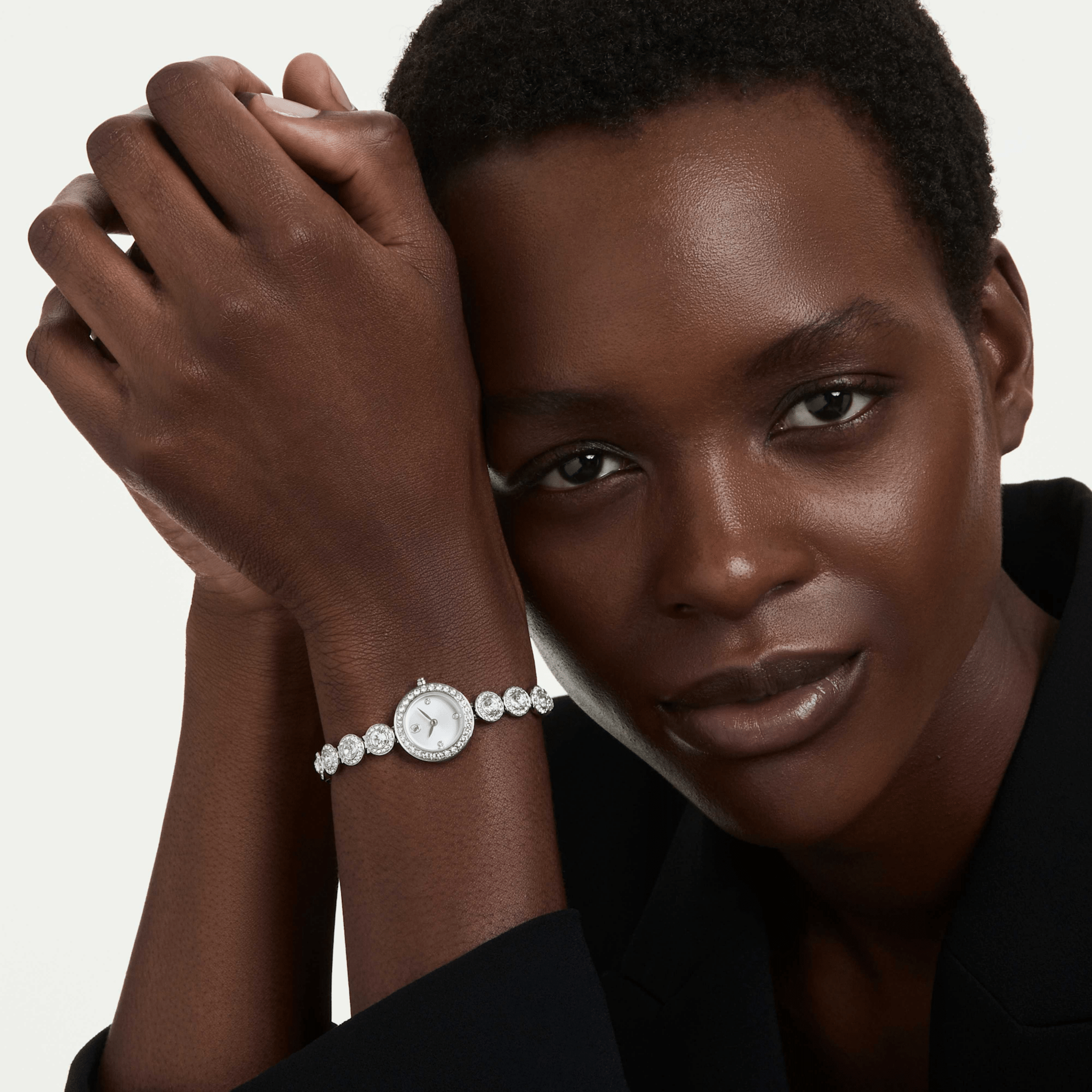 Una Angelic watch, Crystal bracelet, Silver tone, Stainless steel -Swarovski