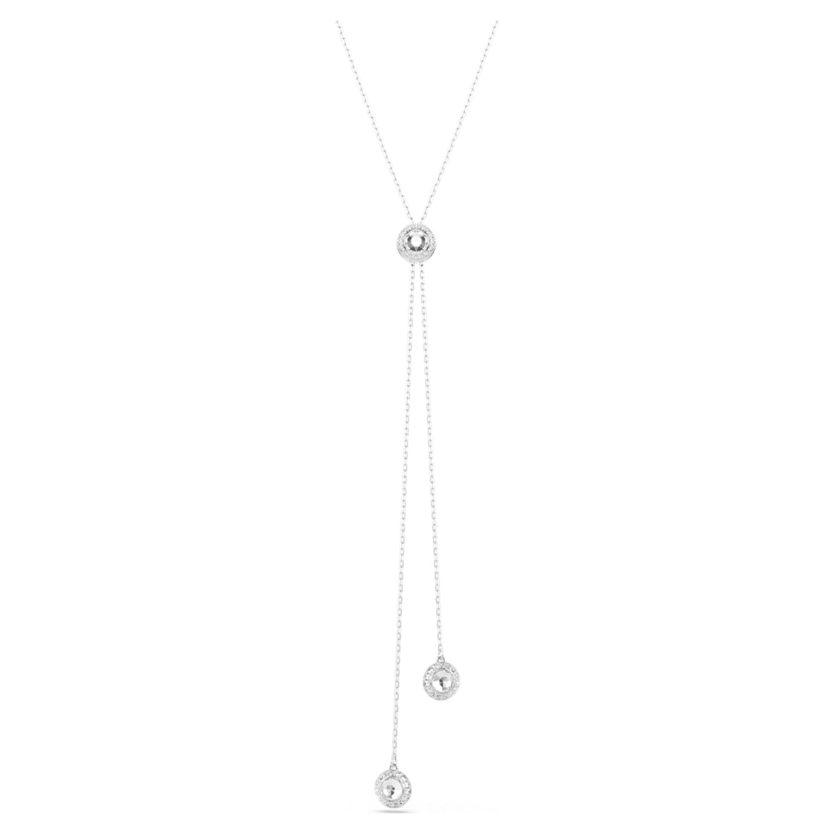 Una Angelic Y pendant Round cut, White, Rhodium plated -Swarovski