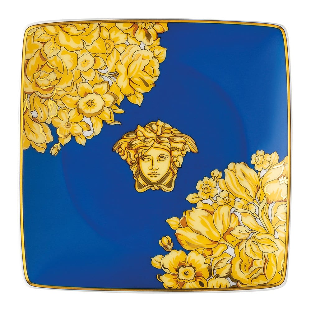 Versace Dish Square Medusa Rhapsody 12Cm (Blue and gold) -Versace
