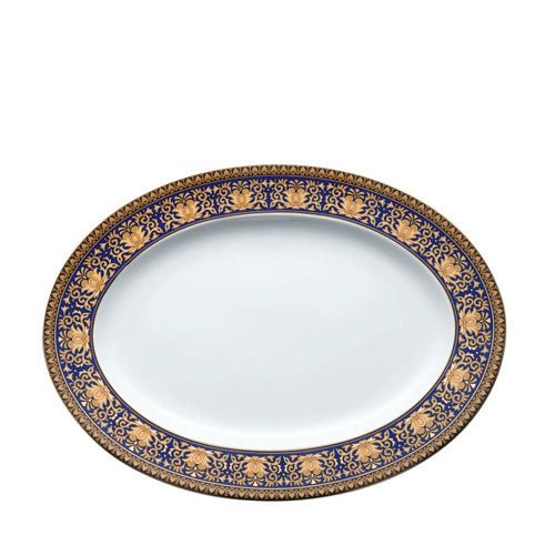 Versace Platter Medusa Porcelain (Blue black and gold)(34cm) -Versace