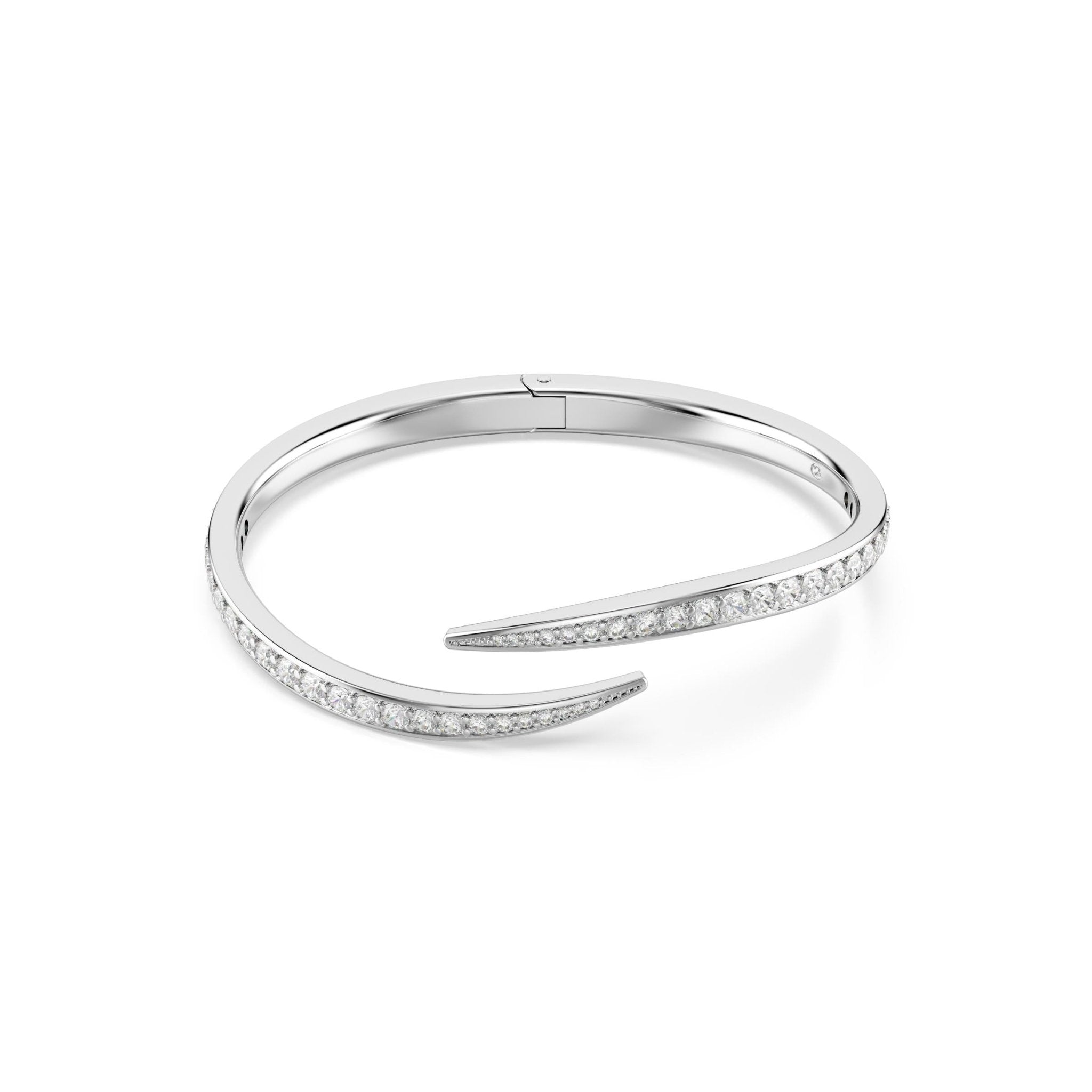 Vienna bangle, Round cut, Swan, White, Rhodium plated -Swarovski